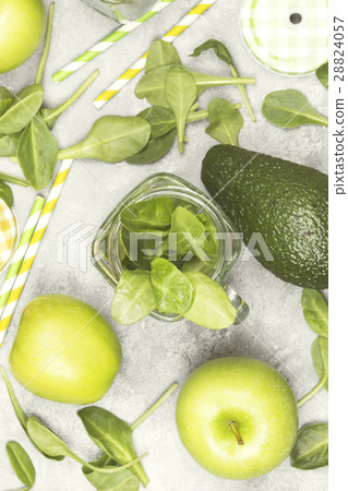 Ingredients for green smoothie - apples, spinach Ingredients for green smoothie - apples, spinach 28824057