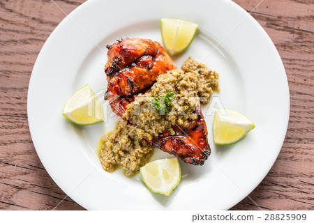 Grilled chicken steak with olive tapenade 28825909