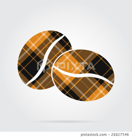 orange, black tartan icon - two coffee beans 28827546