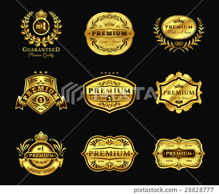 Golden Badges, stickers premium quality isolated 28828777