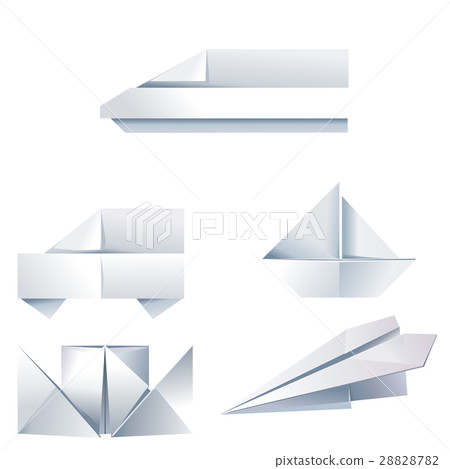 Set of vector origami icons on the theme of travel Set of vector origami icons on the theme of travel 28828782