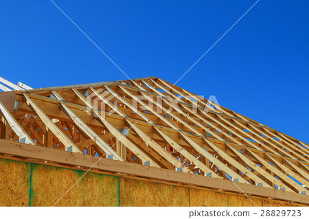 New construction wooden building or house. New construction wooden building or house. 28829723