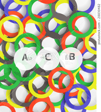 3d rings on grey. Geometrical modern abstract 28830482