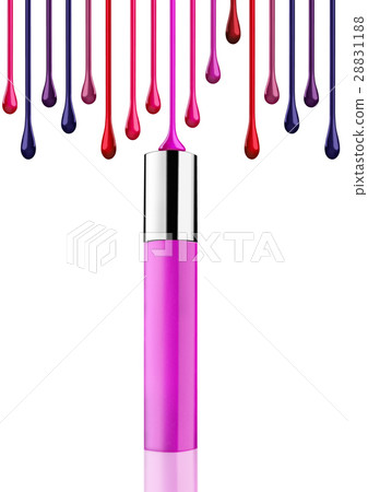 Liquid lipstick tube with paint splash drops Liquid lipstick tube with paint splash drops 28831188
