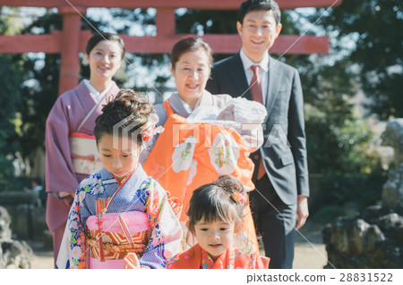 festival day for children of three, five and seven years of age, shrine visit, family 28831522