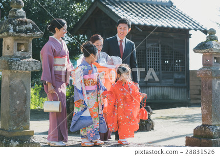 festival day for children of three, five and seven years of age, shrine visit, family 28831526