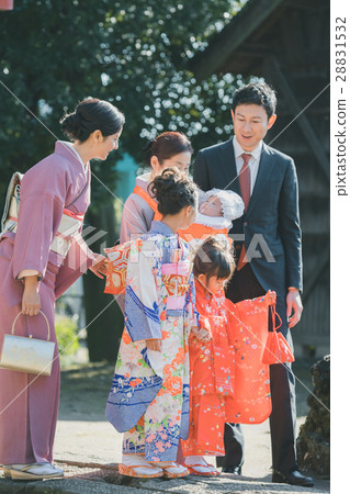 festival day for children of three, five and seven years of age, shrine visit, family 28831532