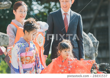 festival day for children of three, five and seven years of age, shrine visit, family 28831537