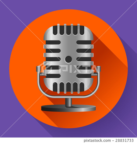 Vintage metal studio microphone icon vector Vintage metal studio microphone icon vector 28831733