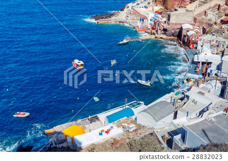 Oia. Aerial view of the Old Harbour. Oia. Aerial view of the Old Harbour. 28832023