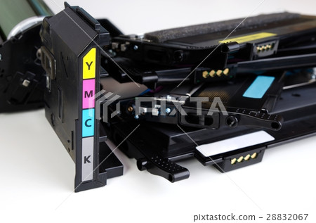 Toner cartridge set for laser printer on white 28832067