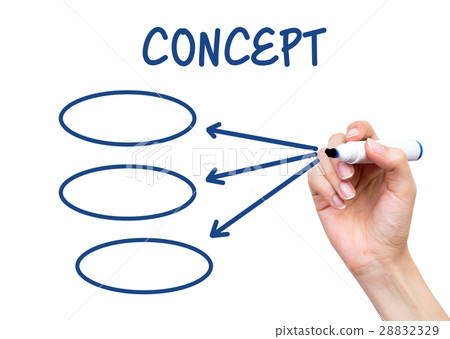 Woman hand drawing flow chart on white board Woman hand drawing flow chart on white board 28832329