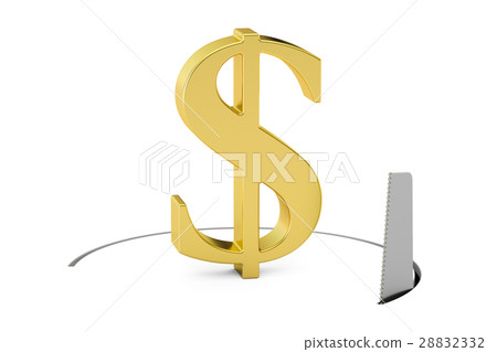 Dollar sign with cutting saw. Financial risk Dollar sign with cutting saw. Financial risk 28832332