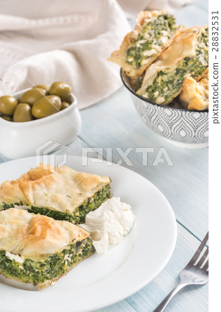 Portion of Spanakopita - Greek spinach pie Portion of Spanakopita - Greek spinach pie 28832531