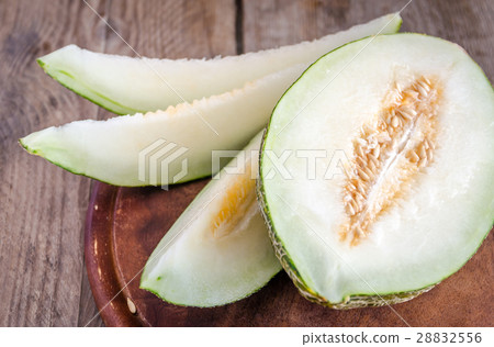 Piel De Sapo Melon On The Wooden Background 28832556