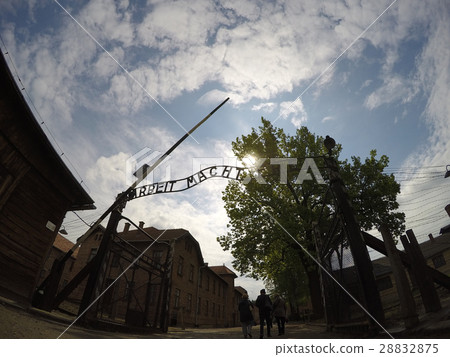 Work liberates sign concentration camp Auschwitz Work liberates sign concentration camp Auschwitz 28832875
