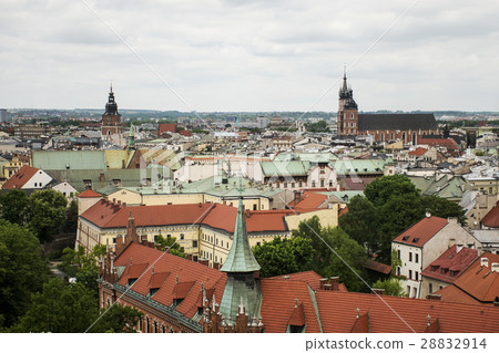 Aerial view Krakow Poland - Church St. Mary and 28832914