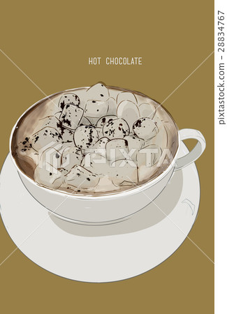 Hot chocolate cup with marshmallows. 28834767