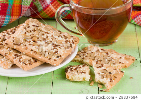 crispy bread with seeds of sunflower, flax and crispy bread with seeds of sunflower, flax and 28837684