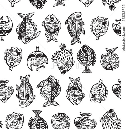 Inkle Fish Pattern Underwater life seamless pattern with ink fishes - Stock Illustration ...