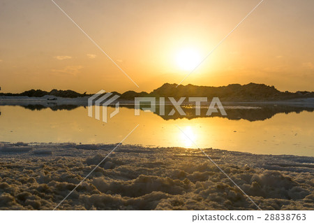 Sunset over Salt lake in Isfahan Iran 28838763