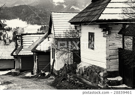 Houses in Vlkolinec, Slovakia, Unesco, colorless 28839461
