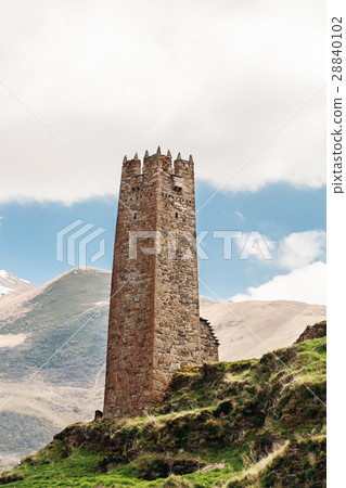 Old Stone Watchtower On Sky Background In Pansheti 28840102