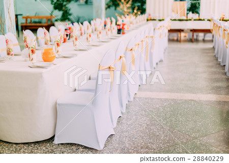 Decorative White Mantles And Colored Ribbons On Decorative White Mantles And Colored Ribbons On 28840229