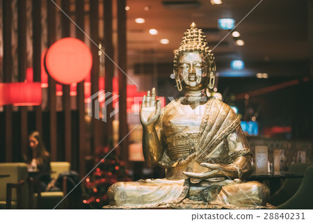 Statue Of Buddha Sitting In Lotus Position With Statue Of Buddha Sitting In Lotus Position With 28840231