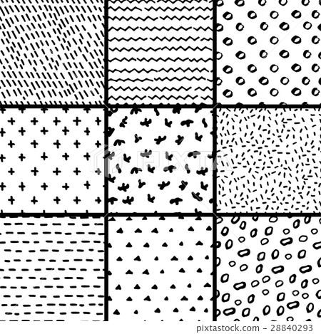 Hand Drawn seamless pattern collection. Simple 28840293