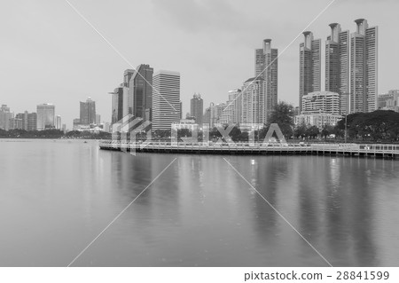 Office building with reflection in Bangkok city Office building with reflection in Bangkok city 28841599