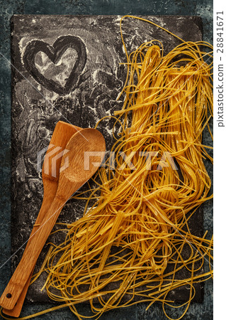 Fresh homemade pasta, spaghetti. Fresh homemade pasta, spaghetti. 28841671