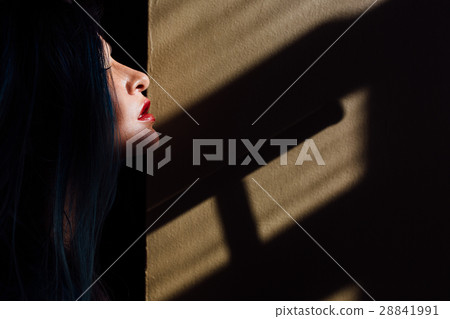 Fashion portrait of gorgeous girl with blue dyed Fashion portrait of gorgeous girl with blue dyed 28841991