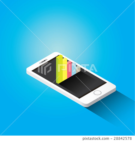 Vector isometric Smartphone with graph and charts - Stock Illustration ...