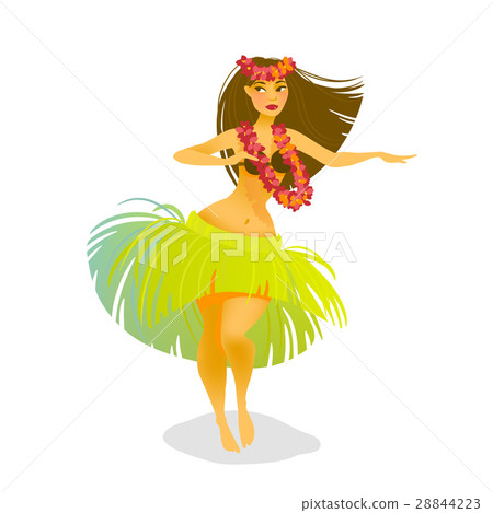 Illustration of a Hawaiian hula dancer woman 28844223