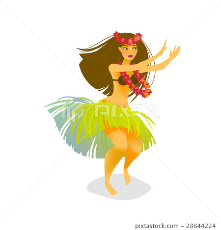 Illustration of a Hawaiian hula dancer woman 28844224