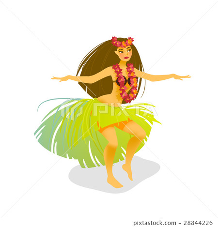 Illustration of a Hawaiian hula dancer woman 28844226