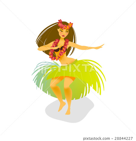 Illustration of a Hawaiian hula dancer woman 28844227
