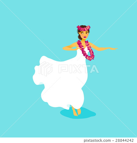 Illustration of a Hawaiian hula dancer woman 28844242