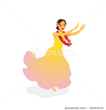 Illustration of a Hawaiian hula dancer woman 28844243