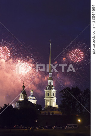 beautiful salute over the Neva River 28844694