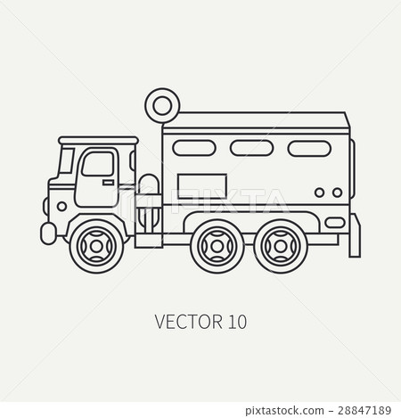 Line flat plain vector icon armored wagon army 28847189