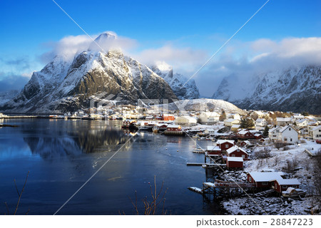 snow in Reine Village, Lofoten Islands, Norway 28847223