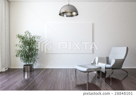 White canvas on the wall in the living room. White canvas on the wall in the living room. 28848101