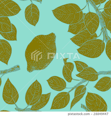 Seamless vector Pattern with Lemon Leaves - Stock Illustration ...