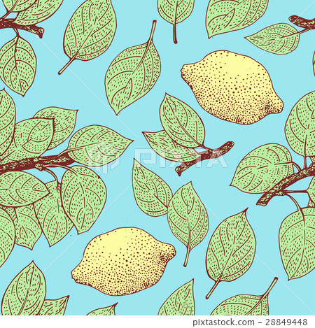Seamless vector Pattern with Lemon Leaves - Stock Illustration ...