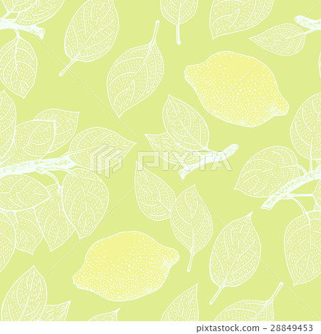 Seamless vector Pattern with Lemon Leaves - Stock Illustration ...