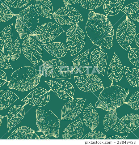 Seamless vector Pattern with Lemon Leaves - Stock Illustration ...
