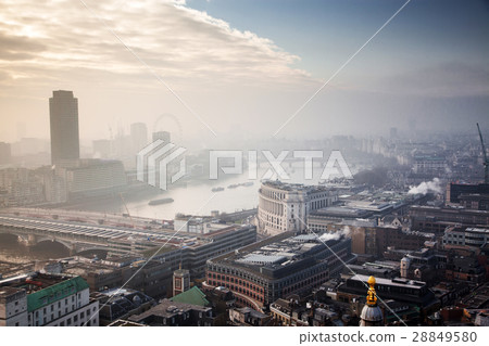 rooftop view over London on a foggy day rooftop view over London on a foggy day 28849580