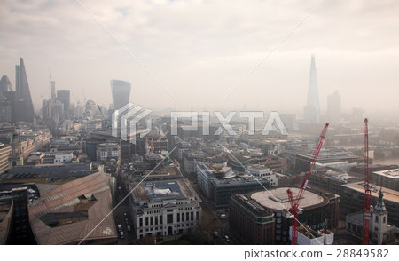 rooftop view over London on a foggy day 28849582